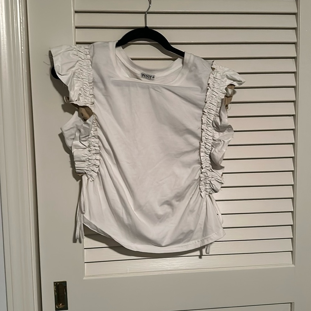 White size M pleather sleeves tank top like new